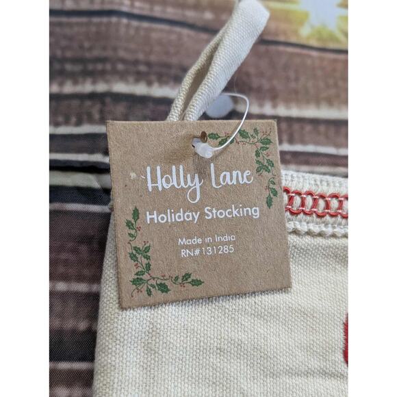 NEW Letter "S" Embroidered Beige Burlap Shimmer Christmas Stocking 20" Holiday - Picture 11 of 11